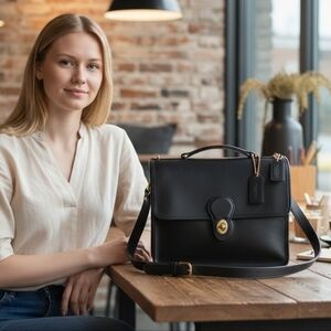Black Leather Coach Crossbody Bag